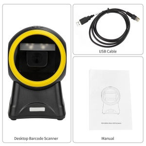 Scaner de coduri de bare cu cablu USB, 1D 2D QR, Omnidirectional, negru-galben - Img 8