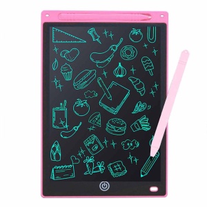 Tableta grafica pentru copii, Display de 12", cu Buton de blocare si stergere, Stilou, Roz - Img 1