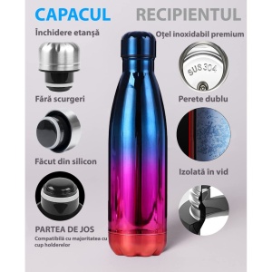 Termos din Otel Inoxidabil de calitate, 500ml, pană la 8h Cald/24h Rece - Img 4
