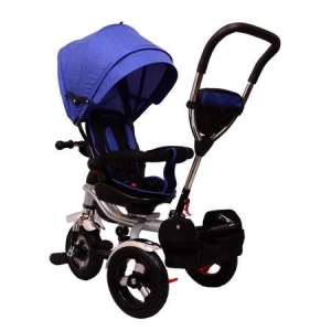 Tricicleta pentru copii 6 luni+, Lux Trike cu scaun pivotant la 360 grade, albastru - Img 2