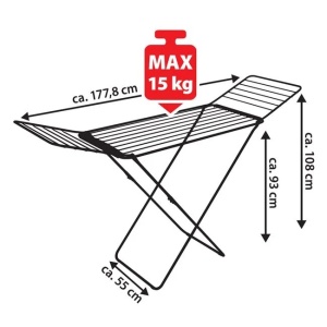 Uscator pentru rufe, din metal, dimensiuni 177x55x93cm, alb - Img 2