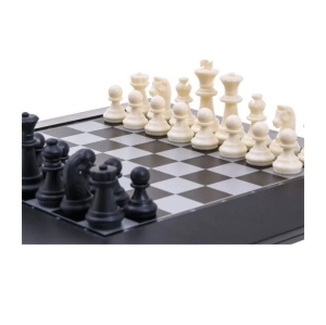 Joc Sah cu Tabla si Piese Magnetice, Dimensiuni Tabla 26×26×0,7cm, Alb-negru - Img 4