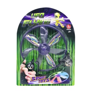 Jucarie interactiva disc zburator cu lansator si lumini, pentru copii 3 ani+, 15 cm, mov/verde - Img 3