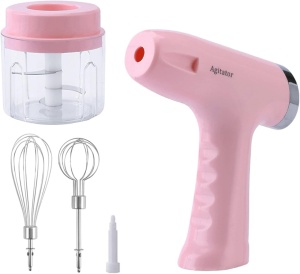 Mini blender electric, portabil, reincarcabil 3 in 1, cu 4 accesorii, roz - Img 1