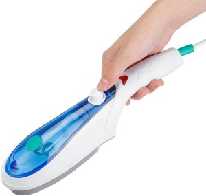 Perie electrica cu aburi si fier de calcat 2 in 1 pentru imbracaminte, 850W putere, albastru - Img 5