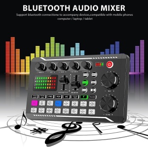Placa de sunet bluetooth, cu mixer audio, schimbator de voce, 18 efecte de sunet live si mixer pentru microfoane, negru - Img 3