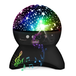 Proiector LED cer instelat, cu difuzor bluetooth, control din telefon, USB, negru - Img 1