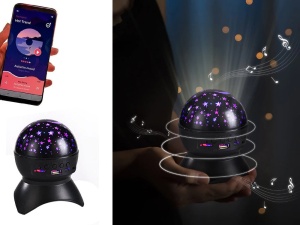 Proiector LED cer instelat, cu difuzor bluetooth, control din telefon, USB, negru - Img 7
