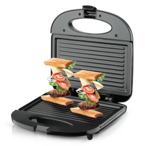 Sandwich maker tip grill, RAF R532T, 750W, placi antiaderente, indicator luminos, incalzire pe ambele parti, negru-argintiu - Img 1