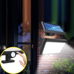 Set 3 X Lampa Solara 100 LED-uri COB, Putere 30W, Senzor de Lumina si Miscare, Negru - Img 11