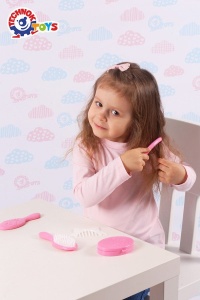 Set complet de coafat pentru fetite de 3 ani+, cu 7 piese, Roz - Img 3