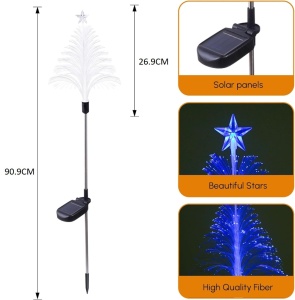 Set cu 2 Lampi Solare in forma de Bradut de Craciun, 7 Culori Schimbatoare, 90cm Inaltime, Multicolor - Img 10