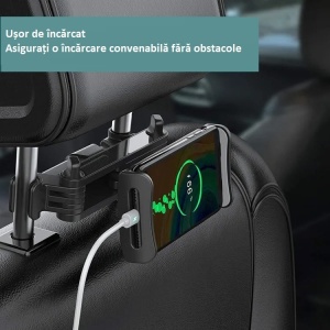 Suport auto pentru telefon sau tableta cu fixare pe tetiera - Img 4
