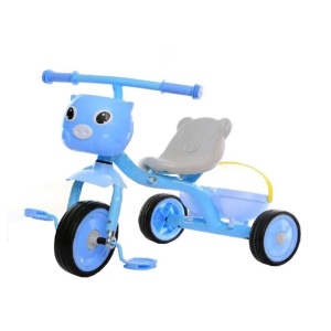 Tricicleta pentru copii 2 ani+, roata fata 8 inci si spate 6 inci, sa cu spatar si cos, plastic si metal, 76x56x33 cm, roz/albastru - Img 1