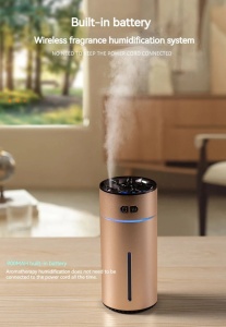 Umidificator si Difuzor de Parfum Pentru Casa sau Masina, Compact, Fara Fir, 300ml, 2W, Auriu/Negru - Img 7
