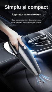 Aspirator Auto 120W Turbo, Fara Fir, Baterie 3000mAh, Filtru HEPA, 4 Duze Interschimabile, Negru - Img 7