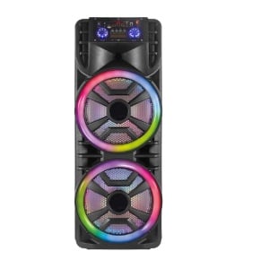 Boxa Portabila cu 2 Difuzoare x 12", Bluetooth, 80W, Super Bass, Microfon, Telecomanda, 6000 mAh, RGB, Negru - Img 1