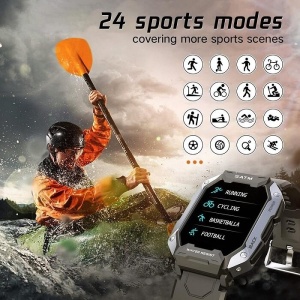 Ceas Smartwatch Sport, Model SATM Army D20, Bluetooth, IP67, Monitorizare 24h, Activitati Fizice, Negru - Img 4
