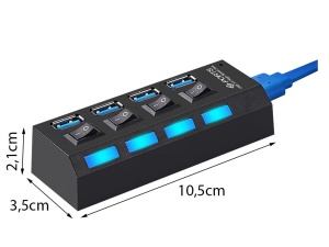 Hub USB cu 4 Port USB 3.0 de mare viteza, Buton On/Off, cu cablu de alimentare inclus, negru - Img 10