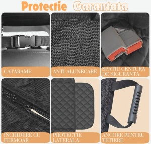 Husa scaune auto protectie si transport animale de companie, universala, impermeabila, 133cm, negru - Img 4