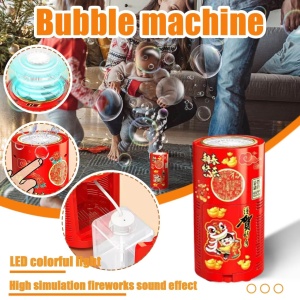 Masina automata de facut baloane de sapun cu sunet si lumini, efect de artificii, 240 ml, 4 x AA, 20 x 10.5 cm, rosu - Img 6