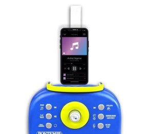 Microfon Karaoke cu Stand, Sunet si Lumini, Functii multiple, 5ani+, 27x10x49.5cm, albastru - Img 3