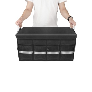 Organizator portbagaj auto, pliabil, cu capac, 3 compartimente mari si buzunare, manere, impermeabil, 60L, 60x35x30cm, negru - Img 7