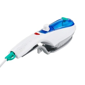 Perie electrica cu aburi si fier de calcat 2 in 1 pentru imbracaminte, 850W putere, albastru - Img 1