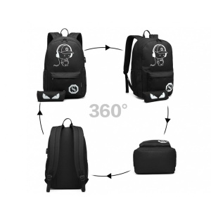 Rucsac Music Boy Design,Ghiozdan Smart,Fosforescent,Protectie Antifurt - Img 5