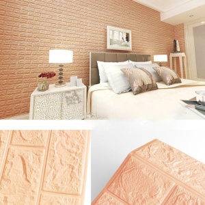 Set 10 panouri decorative tip tapet 3D, autoadeziv cu aspect caramida, 70x77cm - Img 2