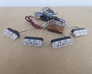 Set 4 lumini LED de avertizare rosu-albastru pentru grila, functii stroboscop, 36W, 12V - Img 6