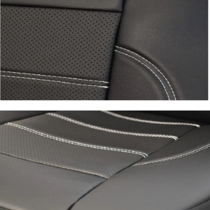 Set Huse Scaune Auto, 9 Piese din Piele Ecologica Neteda si Insertii Piele Perforata, Universal, Calitate Premium, Gri - Img 2