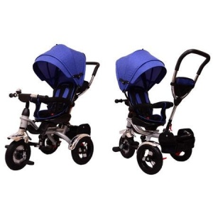 Tricicleta pentru copii 6 luni+, Lux Trike cu scaun pivotant la 360 grade, albastru - Img 3