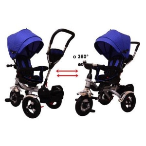 Tricicleta pentru copii 6 luni+, Lux Trike cu scaun pivotant la 360 grade, albastru - Img 5