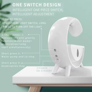 Umidificator cu lumina, picaturi antigravitatie si aromaterapie, 5W, capacitate 350ml, din plastic, alb - Img 4