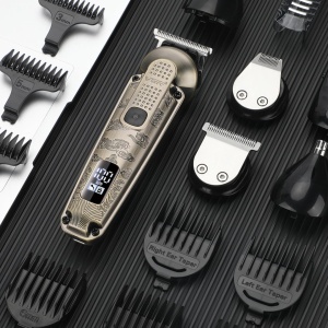 Aparat de Tuns Fara Fir, V-095, 7 in 1, 25 Accesorii, Baterie 1200mAh, 6500rpm, IPX6, Auriu - Img 4