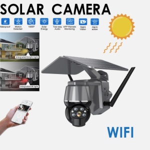 Camera de supraveghere SIM, cu panou solar, Q-S808, Wi-Fi, 4K, PTZ, senzor de miscare, 1080P, infrared, alarma, negru-gri - Img 2