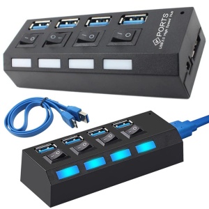 Hub USB cu 4 Port USB 3.0 de mare viteza, Buton On/Off, cu cablu de alimentare inclus, negru - Img 11