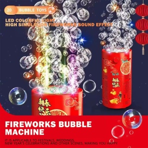 Masina automata de facut baloane de sapun cu sunet si lumini, efect de artificii, 240 ml, 4 x AA, 20 x 10.5 cm, rosu - Img 5