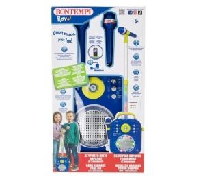 Microfon Karaoke cu Stand, Sunet si Lumini, Functii multiple, 5ani+, 27x10x49.5cm, albastru - Img 1