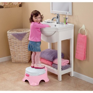 Olita portabila, 3 in 1, Reductor pentru WC, Vas colector sau Scaunel, 44x33x21cm, Roz/Verde - Img 5