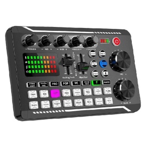 Placa de sunet bluetooth, cu mixer audio, schimbator de voce, 18 efecte de sunet live si mixer pentru microfoane, negru - Img 1