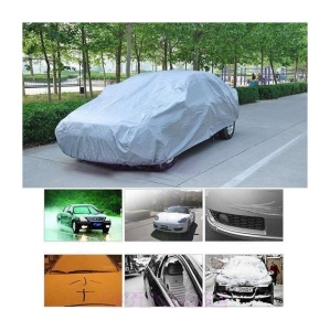 Prelata auto ultrausoara din PEVA, rezistenta la soare, ploi, vant, cu prindere elastica, gri - Img 4