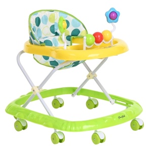 Premergator cu 8 roti, 2 in 1, reglabil in inaltime, plastic, 67X55X32 cm, verde/albastru/roz - Img 1