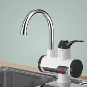 Robinet electric pentru incalzit apa, instant, 3000W, afisaj LCD, 26 cm inaltime, alb-argintiu-negru - Img 2