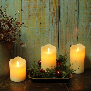 Set 3 Lumanari LED Decorative, cu Efect Flacara Reala, 3 Dimensiuni Diferite, Lumina Alba Calda - Img 3