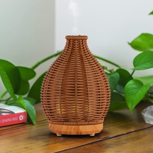 Umidificator cu Aromaterapie cu Lumina, 120x160x120mm, 80ml, 5W, Maro - Img 3