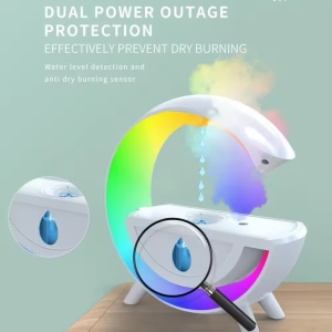 Umidificator cu lumina, picaturi antigravitatie si aromaterapie, 5W, capacitate 350ml, din plastic, alb - Img 5