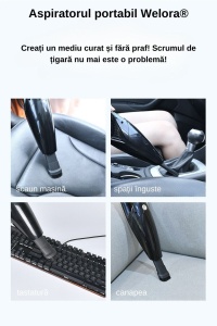 Aspirator Auto 120W Turbo, Fara Fir, Baterie 3000mAh, Filtru HEPA, 4 Duze Interschimabile, Negru - Img 4