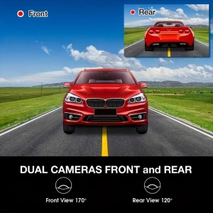 Camera auto DVR, Ecran 4", Dual Lens, Full HD, 170°, Night Vision, G Senzor, Detectie Miscare, Monitor Parcare, Negru - Img 2